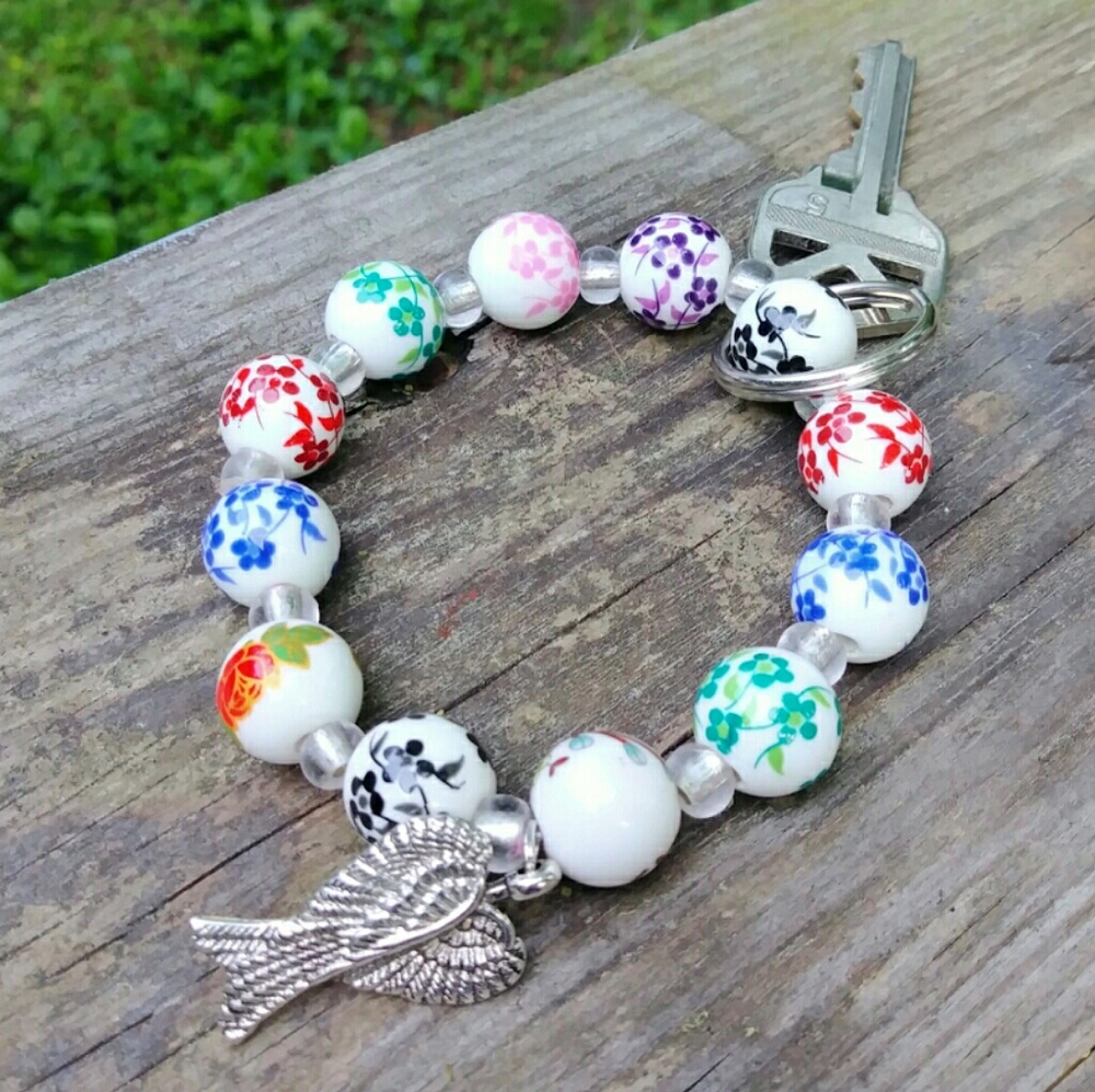 Guardian angel stretchy keychain bracelet